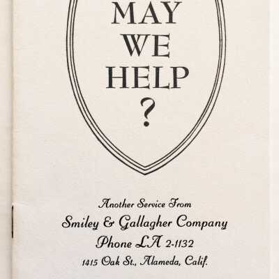 'May we Help?' booklet issued by Smiley & Gallagher Company, c. 1958