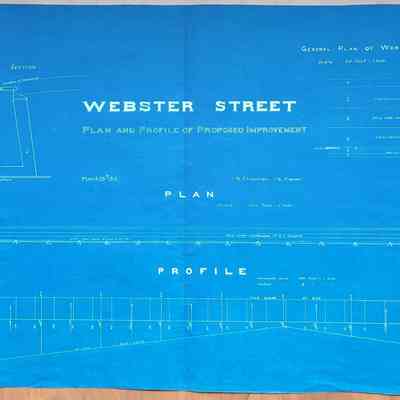 Map of Webster Street, with cach basins for sewer system, 1913