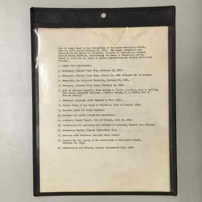 Contents lists of Washington School Cornerstone Box, c. 1957