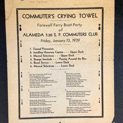 Commuter's Crying Towel from the Farewell Ferry Boat Party, 1939