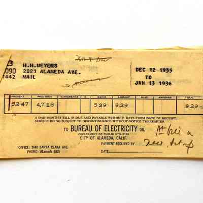 Bureau of Electricity Bills for 2021 Alameda Ave, 1935-1936