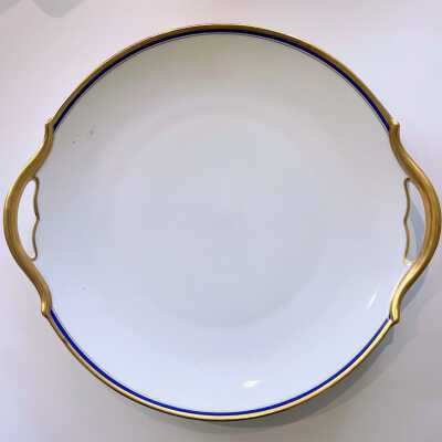 Vignaud Limoges cake plate with cobalt blue & gold trim, c. 1910 - 1920