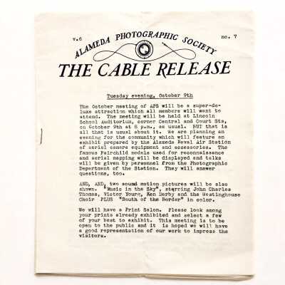 Edition of the newsletter of the Alameda Photographic Society, c. 1946