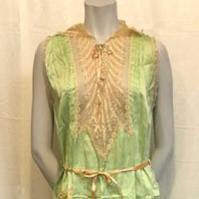 Mint-green satin nightgown from the attic of 2153-2155 Central, c. 1920s