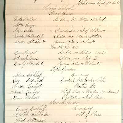 Report of students attending school out of their district, 1883