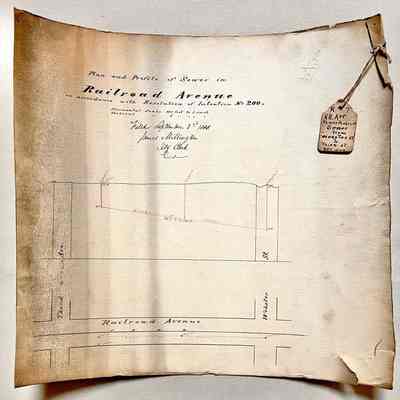 Plan and Profile of sewer on Railroad (now Lincoln) Ave, 1888