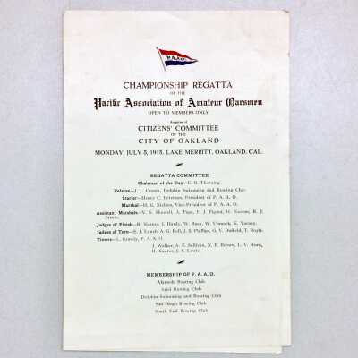 Program Championship Regatta of the Pacific Association of Amateur Oarsmen, 1915