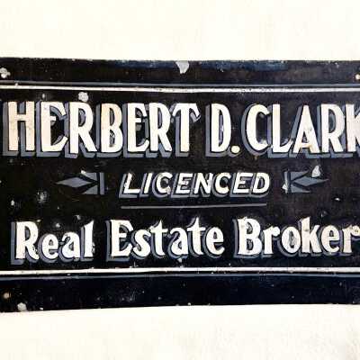 Herbert D. Clark Real Estate Broker Sign, early 1900s