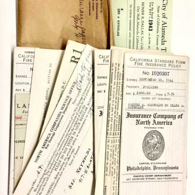 Documents re. Fire Insurance for 917 Walnut Street, 1936, 1944-45