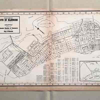 Street map of Alameda by the Chamber of Commerce, c. 1940
