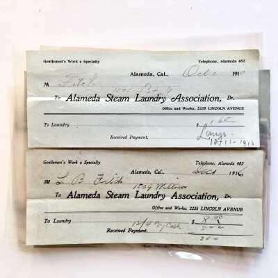 Receipts from the Alameda Steam Laundry Association, 1910-1916