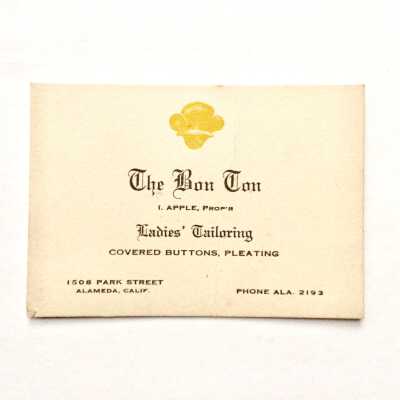 Business card of The Bon Ton, ladies tailoring, early 1900s
