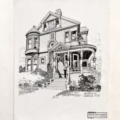 Photocopy of an illustration of main facade of 815 Grand Street, c. 1971