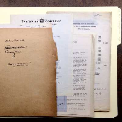 'Transportation Folder #1, Committee of Five, 1929' about a municipal bus line