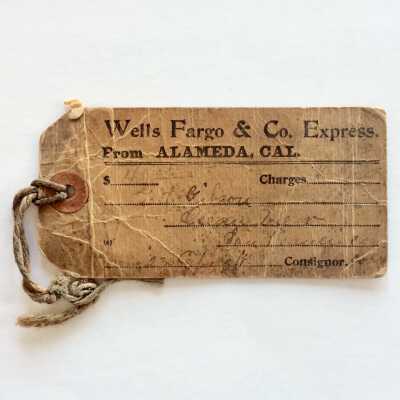 Luggage Tag issued by Wells Fargo and Company Express, c. early 1900s