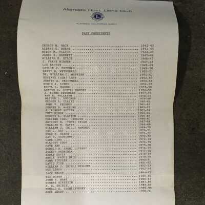 List of past presidents of the Alameda Lions Club, 1991
