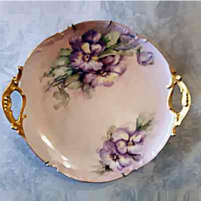 Hand-painted Limoges cake plate, early 1900s
