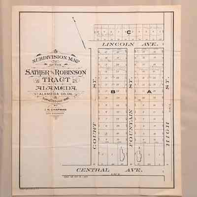 'Subdivision map of the Sather and Robinson Tract', c. 1880s