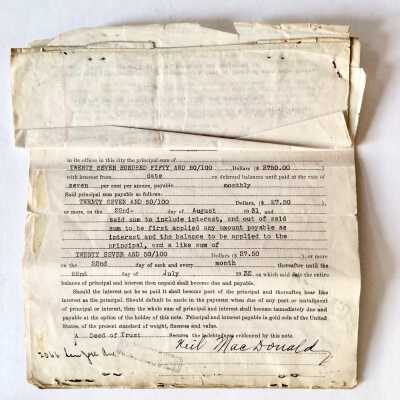 Form for Payment of loan on 2066 San Jose Avenue, c. 1940s