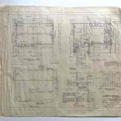 Architectural drawings for studio / library annext at the Meyers House, by M. S. Meyers, 1935