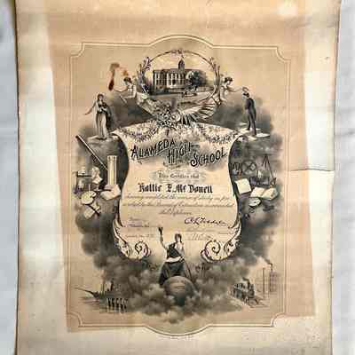 High School Diploma of Hattie McDonell, 1895