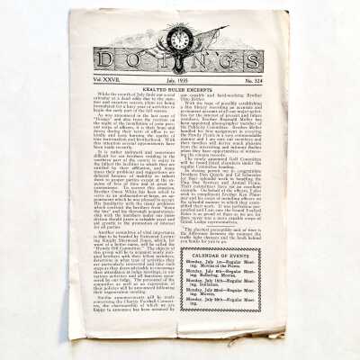 'Doings' Newletter of the Elks Lodge, July 1935