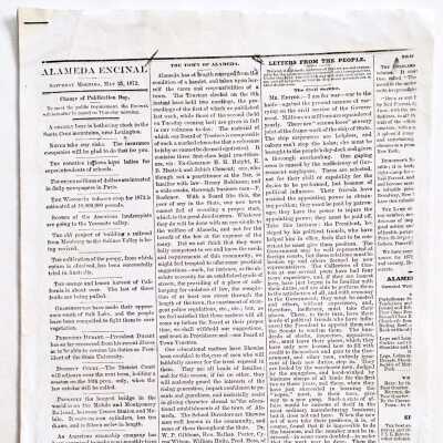 Photocopy of an article about incorporation of Alameda, Woodstock, and Encinal, 1872