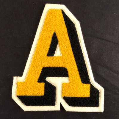 Black and Yellow patch 'A' for Alameda High school, c. 1950s