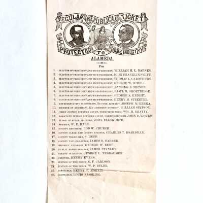 Regular Republican Ticket list, c. 1890s
