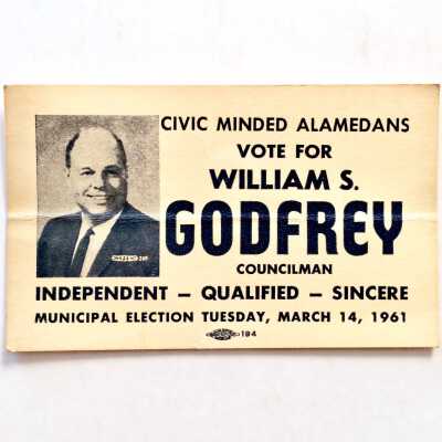 Political Card of William S. Godfrey, for City Council, 1961