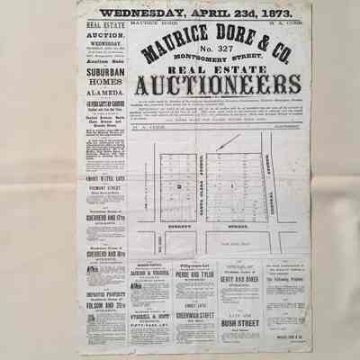 Real Estate Poster for Maurice Dore & Co., Auctioneers, 1873