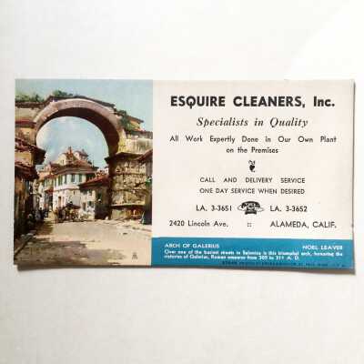 Ink blotter advertising Esquire Cleaners, c. 1950s