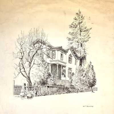 Print of Sketch of 1539 Versailles Street, by Alf Bruseth, c. 1960s