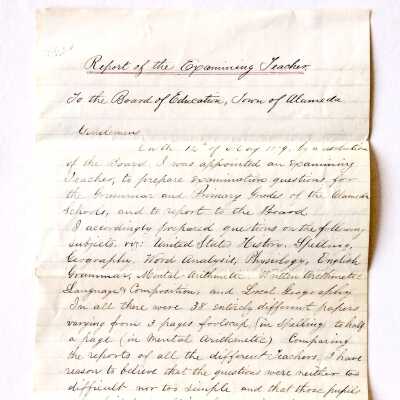 Report about examination created for school students, 1879