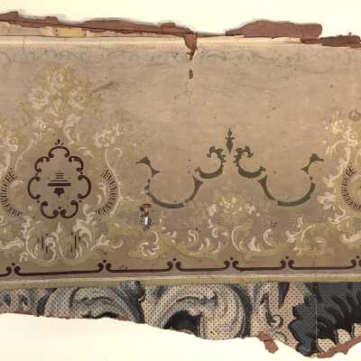 Wallpaper sample from house demolished for Police Station, c. 1900