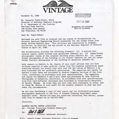 Report regarding the Old Brick Building, 1984