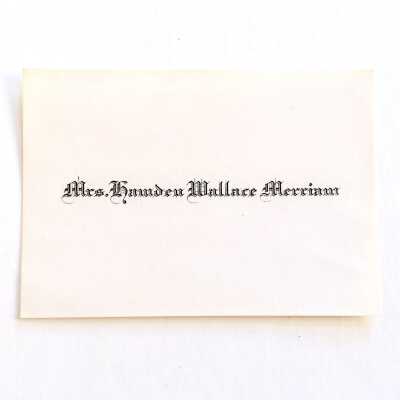 Calling card of Mrs. Lambden Wallace Merriam, before 1980