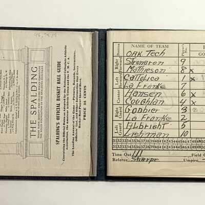 Basketball scorebook of Otto Rittler, with Scores of Alameda High School games for 1927