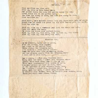 Lyrics for songs sung at the Lincoln School Graduation Ceremony, 1933