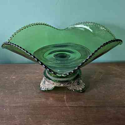 Green American Pattern glass berry set, late 1890s - early 1900s