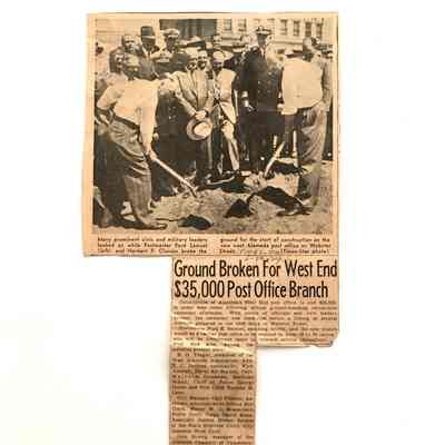 Newspaper re Groundbreaking for West End Branch Post Office, 1949