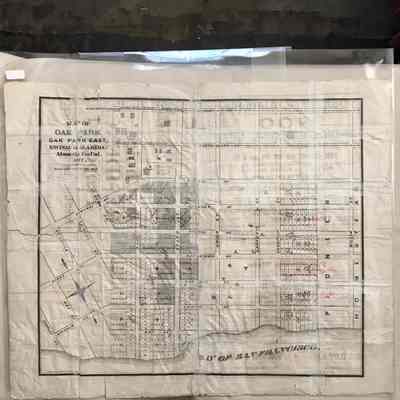 Subdivision map of Oak Park and Oak Park East of Encinal, 1870