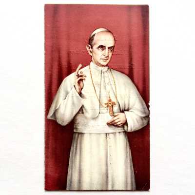 Holy card of Pope Paul VI, souvenir from Notre Dame High, 1964