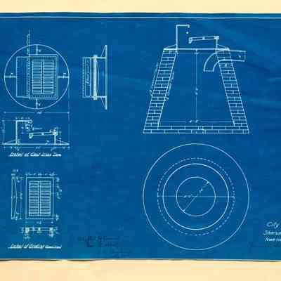 Blueprint drawing 'City of Alameda Standard Catch Basin', 1915