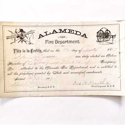 Certificate appointment Peter J. Hanson to Thompson Hose Company No. 1, 1889