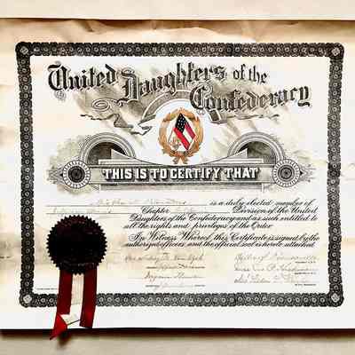 United Daughters of the Confederacy Membership Certificate Charlotte Deas