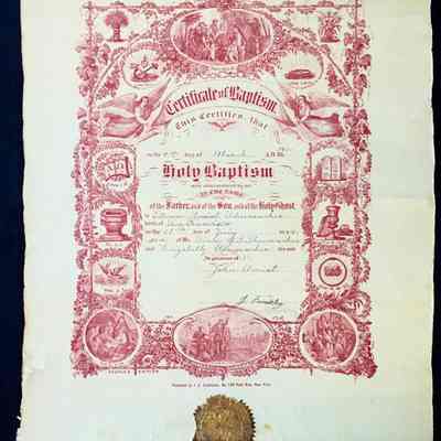 Baptismal certificate of Etienne A. Schumacher, 1900