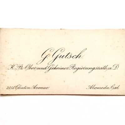 Calling card of Gustav Putsch, betwewen 1895-1904