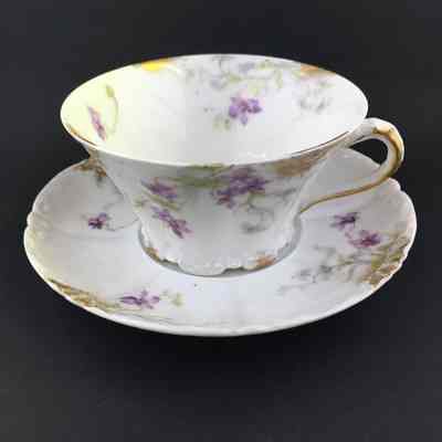 Haviland Limoges cup and saucer with violets, c. early 1900s