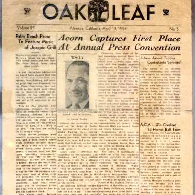 Alameda High School newspaper 'The Oak Leaf', April 13, 1934